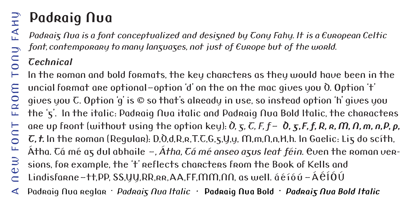 Пример шрифта Padraig Nua Italic